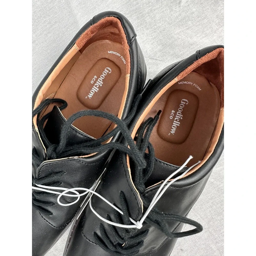 Goodfellow‎ & Co Mens Black Derby Dress Shoes Memory Foam Lace Up Size 10.5